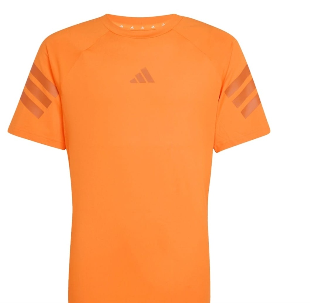 [1024] Adidas Kinder Trainingsshirt CLIMACOOL, Sportshirt Jungen Mädchen Orange, Atmungsaktives Fußballshirt aus 88% Recyceltem Polyester, Funktionsshirt mit 3-Streifen