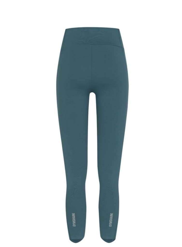 Gymshark Damen 7/8 Leggings, Sportleggings Petrol mit Flatlock-Nähten, Hochelastische Fitness Leggings 3/4 Länge, Blickdichte Gym Leggings, Neu mit Etikett & OVP