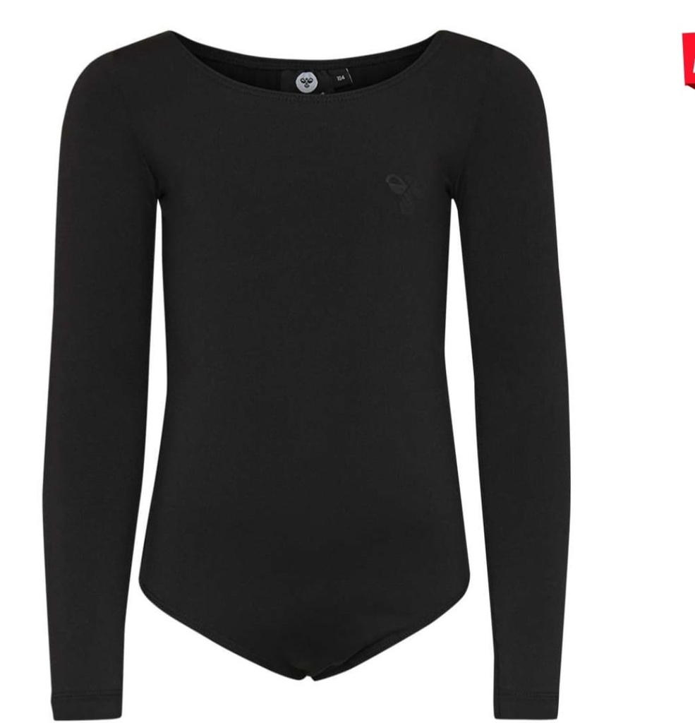 [1029] Hummel Mädchen Gymnastikanzug Langarm Schwarz, Kinder Turnbody Funktionsmaterial, Langarm-Trikot für Turnen Ballett Gymnastik OEKO-TEX®️