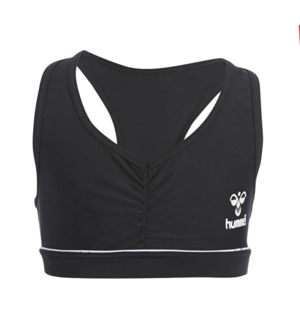 [1027] Hummel Mädchen Bikini Oberteil Schwarz, Sport Bikini Top mit UV50+ Sonnenschutz, Lycra XtraLife Badeoberteil Chlor- & Salzwasser-resistent