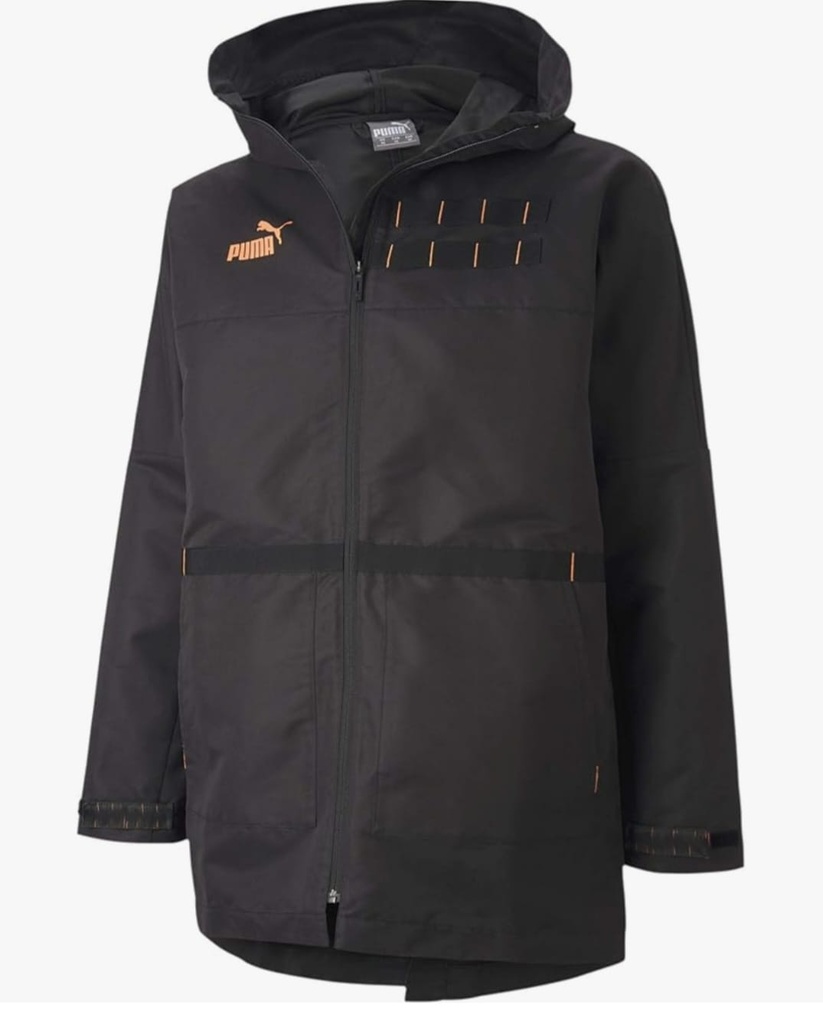 [1058] PUMA Herren FTBLNXT Casuals Parka Schwarz, Windbreaker mit Kapuze, Wasserabweisende Übergangsjacke, Fußball Lifestyle Jacke Gr. S, Neu mit Etikett & OVP