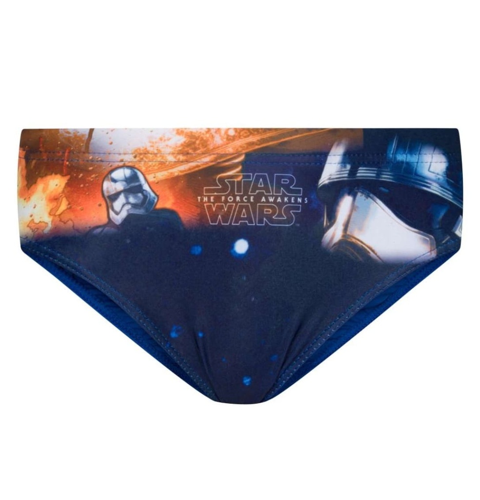 [1030] Sun City Jungen Badehose Star Wars The Force Awakens, Offiziell lizenzierte Kinder Badeslip Blau Orange, Schnelltrocknende Schwimmhose mit Stormtrooper Print