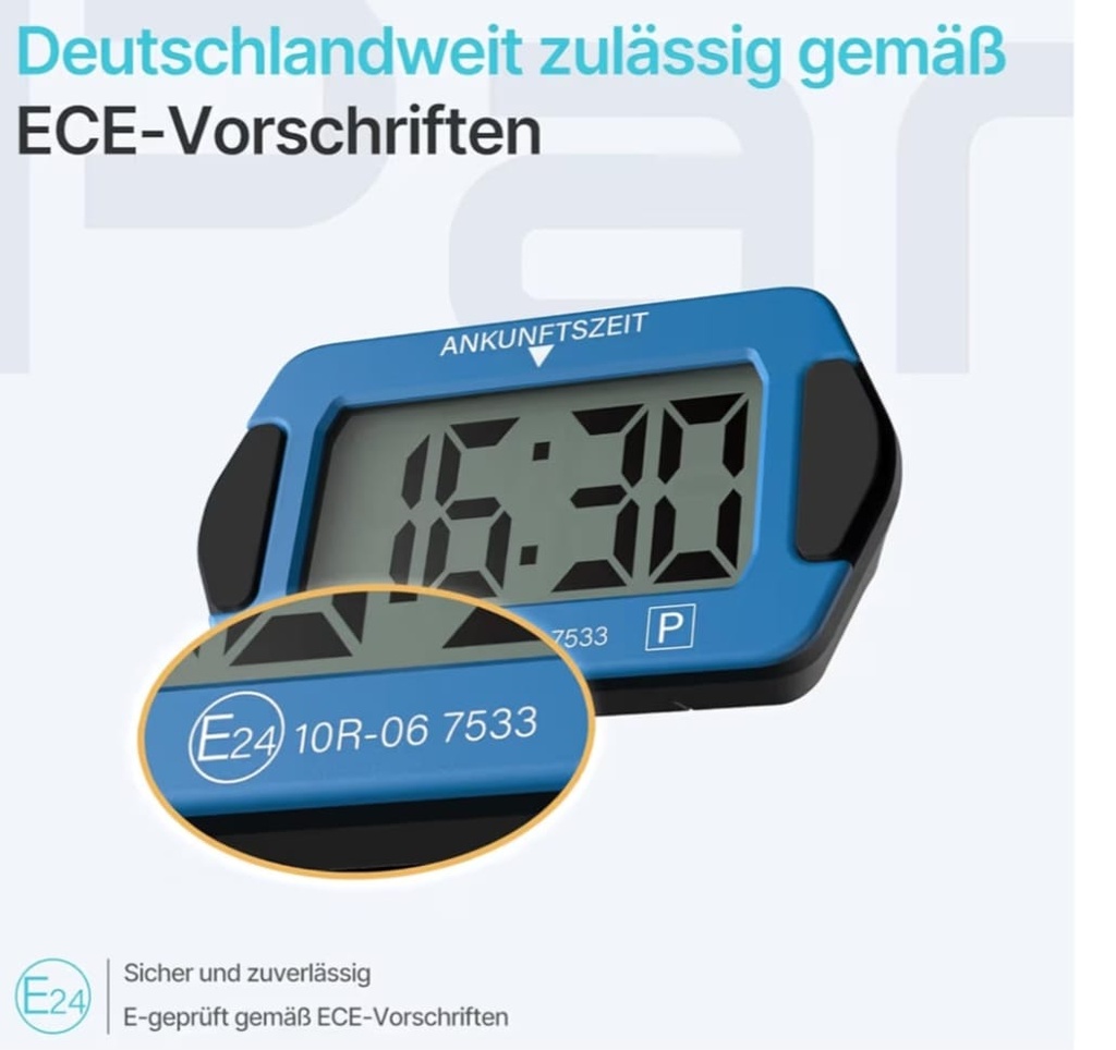 [1061] Elektronische Parkscheibe mit automatischer Zeiteinstellung – ECE-zugelassen