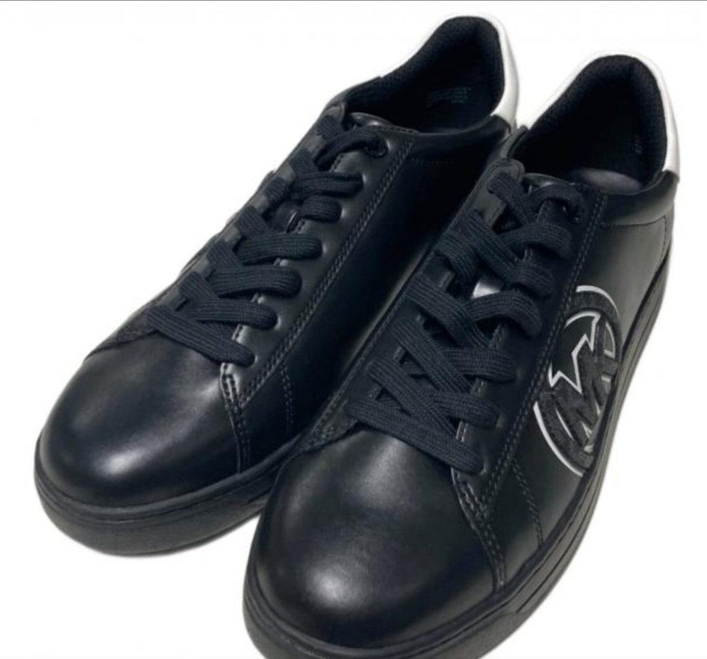 [1064] Michael Kors Herren Sneaker „Jacob Lace Up“ – Exklusiver Low-Top Turnschuh aus Kunstleder, Schwarz mit weißem Kontrast, Modell 44S5JAFS1L