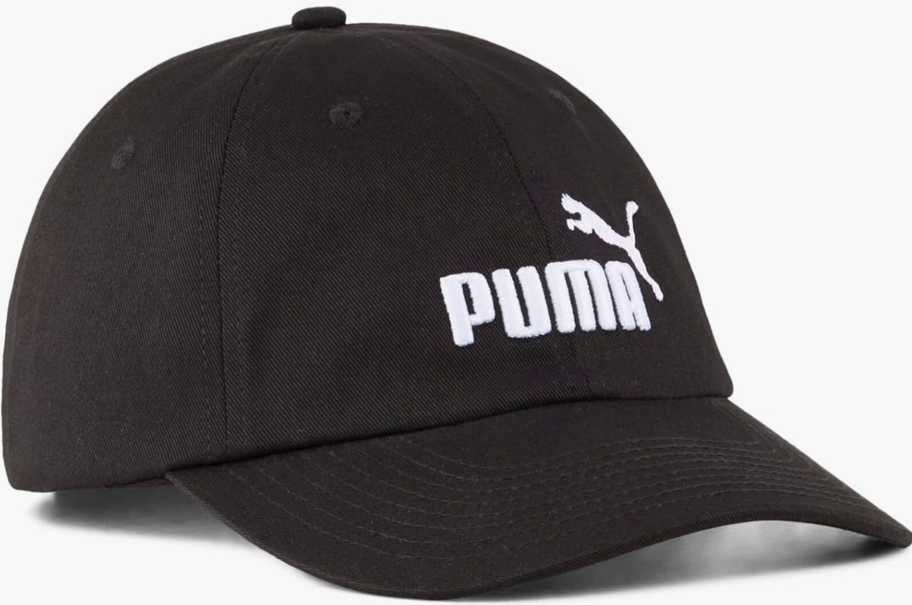 [1065] Puma ESS Logo Cap – Klassische Unisex Baseballkappe für Erwachsene, Schwarz mit weißem Logo-Stick