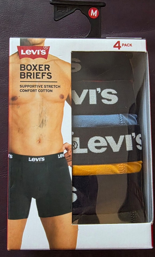 [1066] Levi's Herren Boxer Briefs 4er-Pack – Bequeme Baumwoll-Boxershorts mit Stretch, Anti-Roll-Bund & 3D-Pouch, Größe M