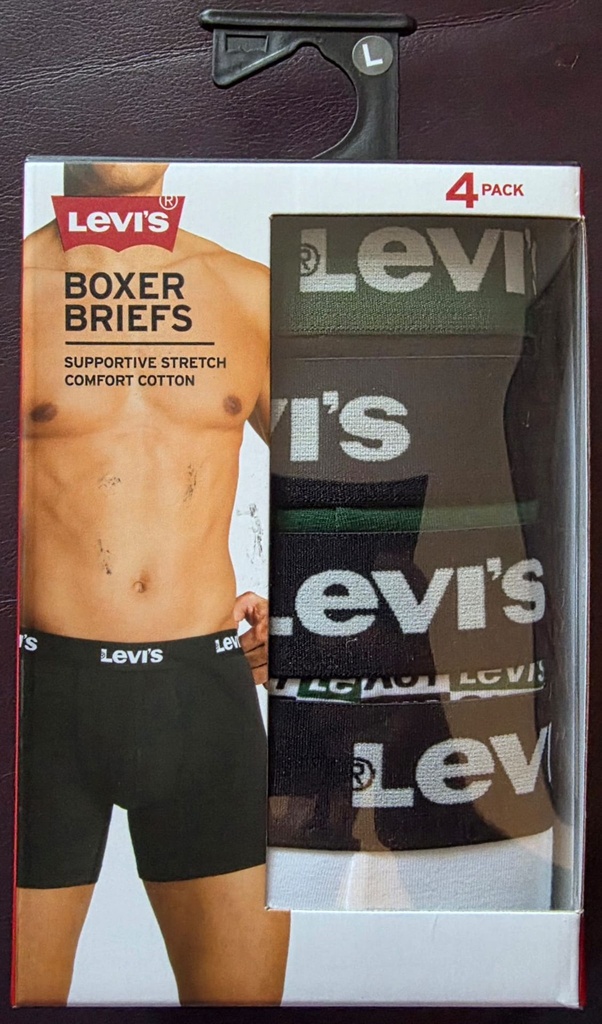 [1067] Levi's Herren Boxer Briefs 4er-Pack – Bequeme Baumwoll-Boxershorts mit Stretch, Anti-Roll-Bund & 3D-Pouch