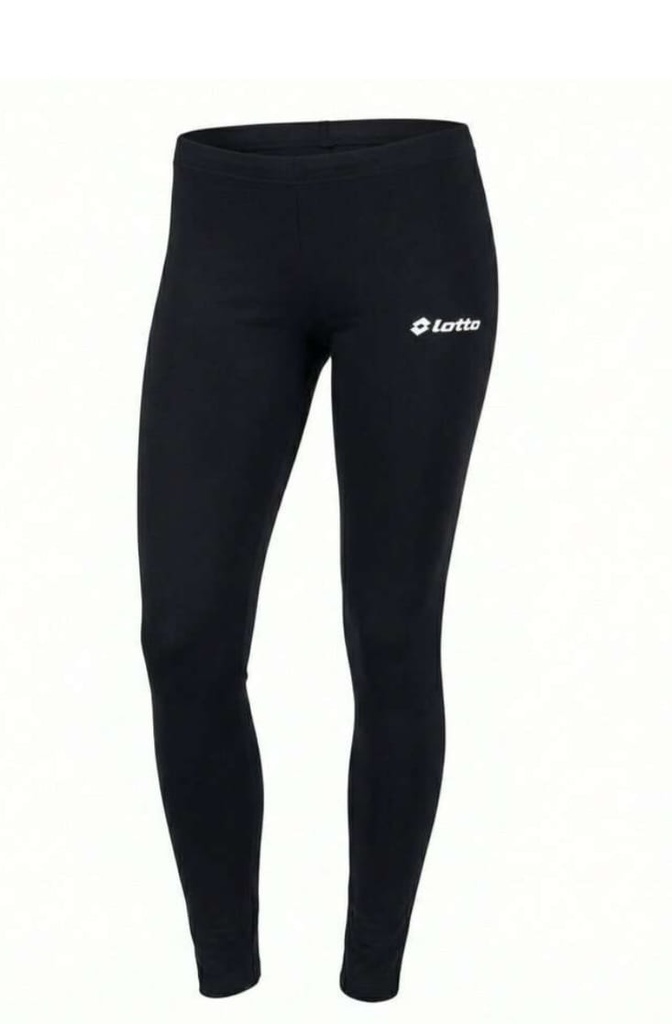 [1057] Lotto Damen Leggings, Baumwollleggings Schwarz mit Logo, Sport Leggings 95% Baumwolle, Bequeme Freizeitleggings mit Elasthan (S)