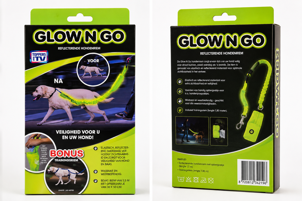 GLOW N GO Reflektierende Hundeleine mit Bonus-Trainingsleine – Sicherheit bei Tag & Nacht