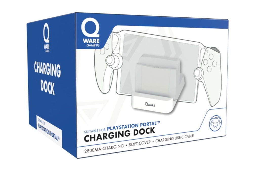 [1002] Q WARE Gaming Charging Dock für PlayStation Portal, Ladestation mit USB-C Kabel & 3-Pin Adapter, Anti-Rutsch Click-In Design für PS Portal