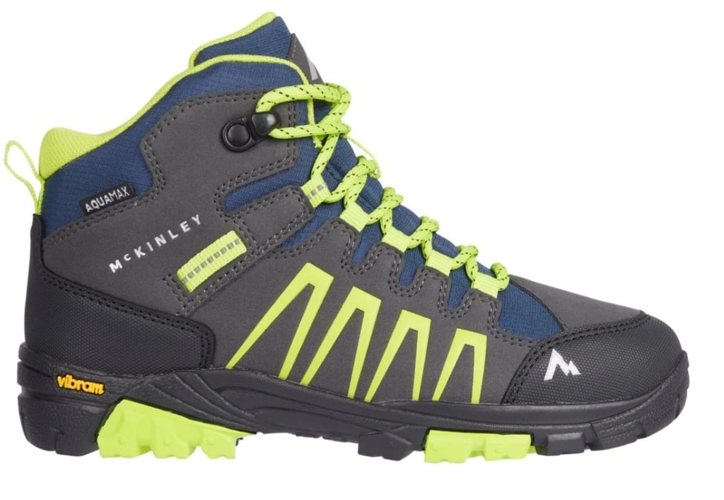[1022] McKinley Kinder Wanderschuhe Wasserdicht Aquamax, Trekkingstiefel Jungen Mädchen mit Vibram Sohle, Outdoor Schuhe Kids Mesh Grau Grün Blau, Bergstiefel Neu mit Etikett & OVP -