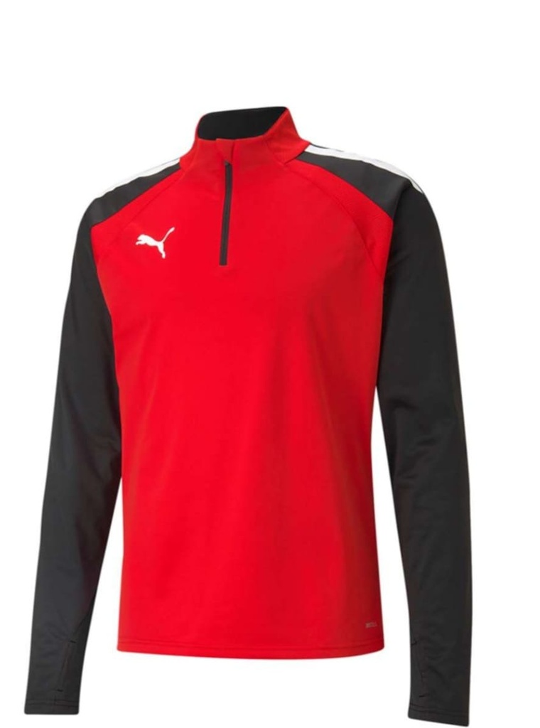 [1038] PUMA Kinder Trainingstop 1/4 Zip dryCELL, Funktionsshirt Langarm Rot Schwarz, Fußball Trainingsshirt mit Stehkragen, Sport Oberteil mit Kinnschutz
